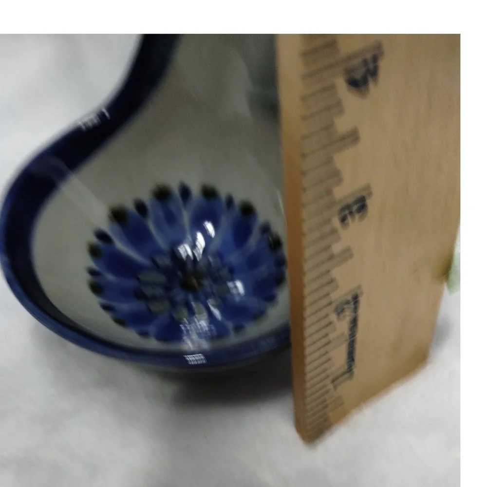 Vintage‎ Tonala Mexico Pottery Ladle Blue Floral Rustic Wall Decor
